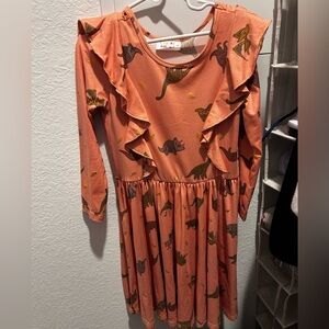 Dot Dot Smile Orange Pink Ruffled Pleated Sundress